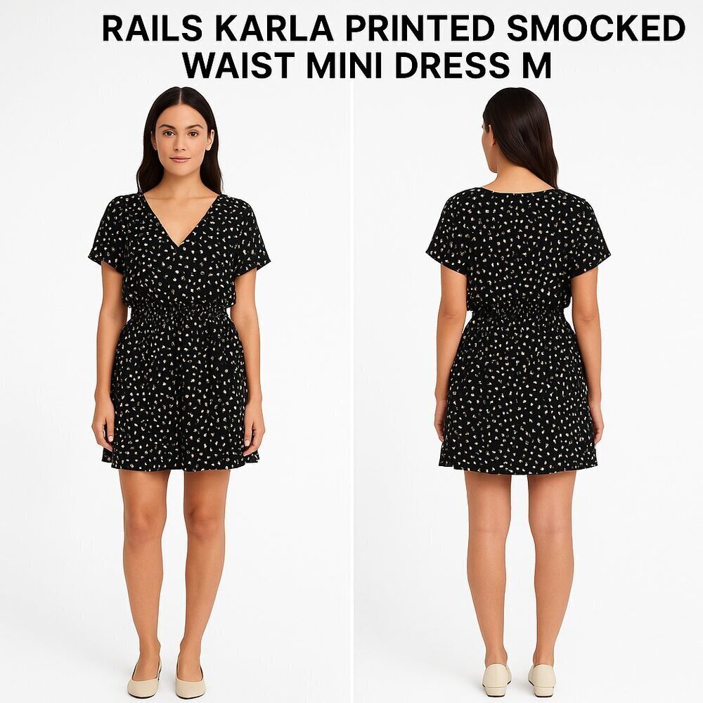 Rails Karla Printed Smocked Mini Dress M
